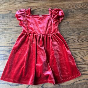 Baby Gap Girl's Velvet Velour Red Holiday Christmas Short Sleeve Dress - 3T
